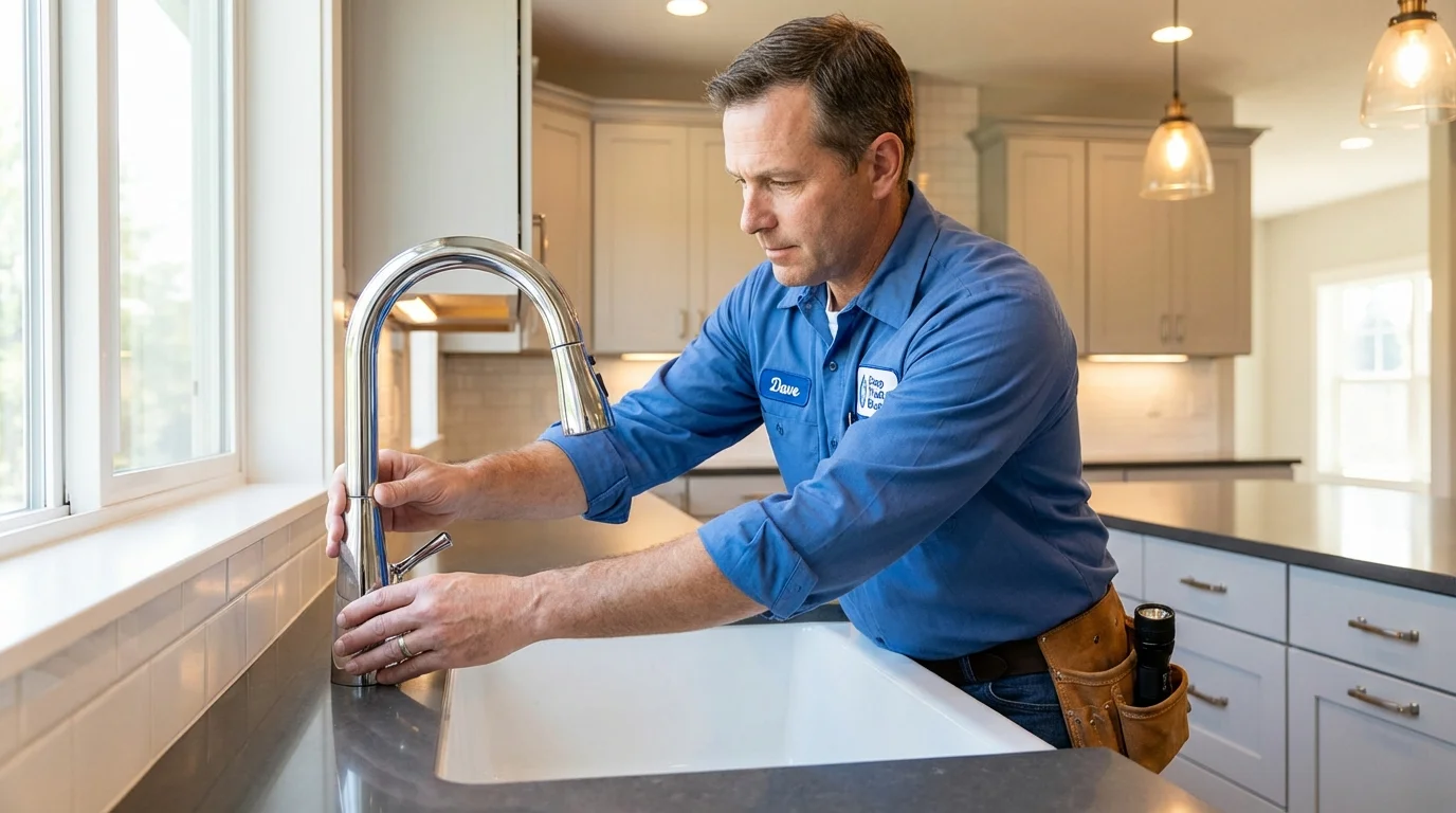 Kitchen faucet installation by Johns Plumbing LLC in Leicester